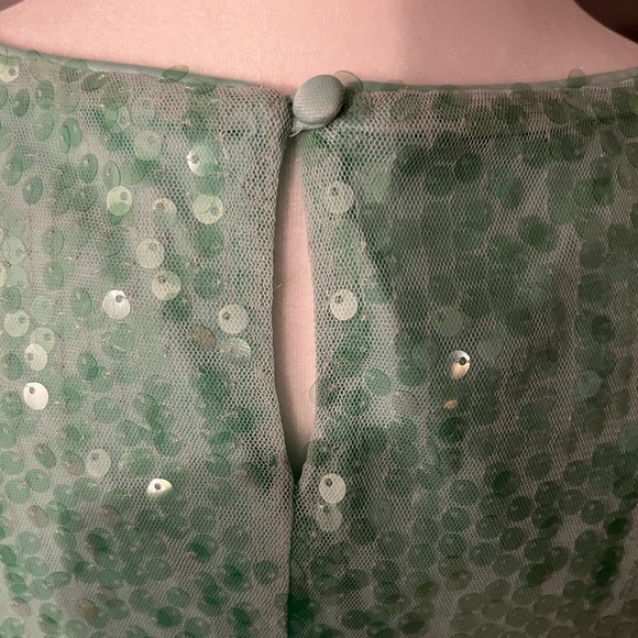 CALVIN KLEIN Mint Green Outfit Size 8 Petite Medium, Sequinned by hand - Picture 6 of 9